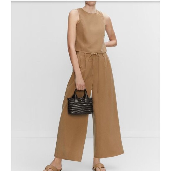 Mango Casual Pants Wideleg Trousers with Elastic Waist Large - Picture 1 of 10